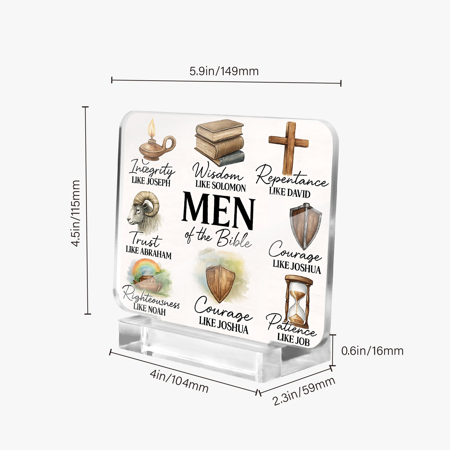 Men Of The Bible Christian Acrylic Plaque with Stand - Rectangle - ClaimedbyGodDesigns