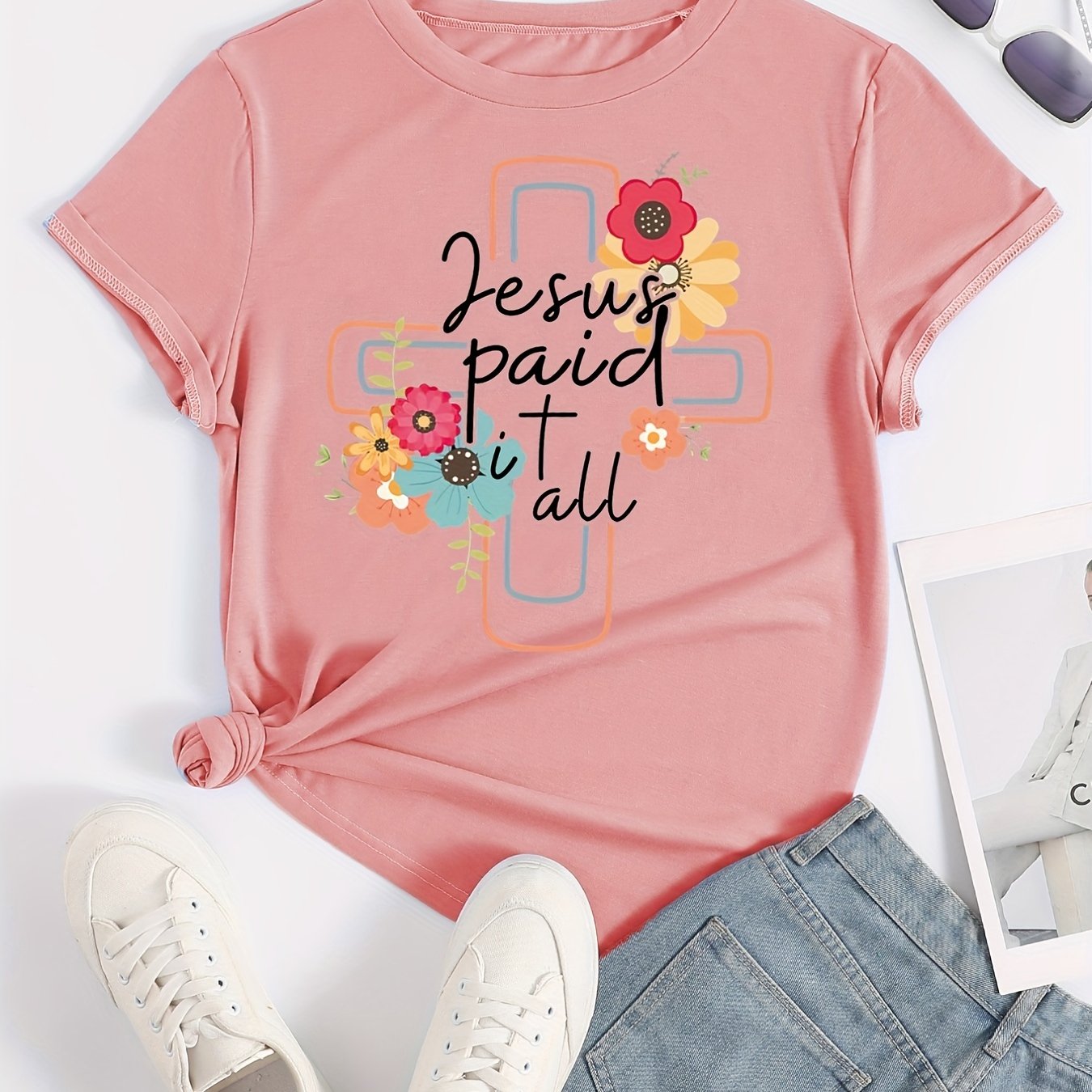 Jesus Paid It All Women's Christian T-Shirt claimedbygoddesigns