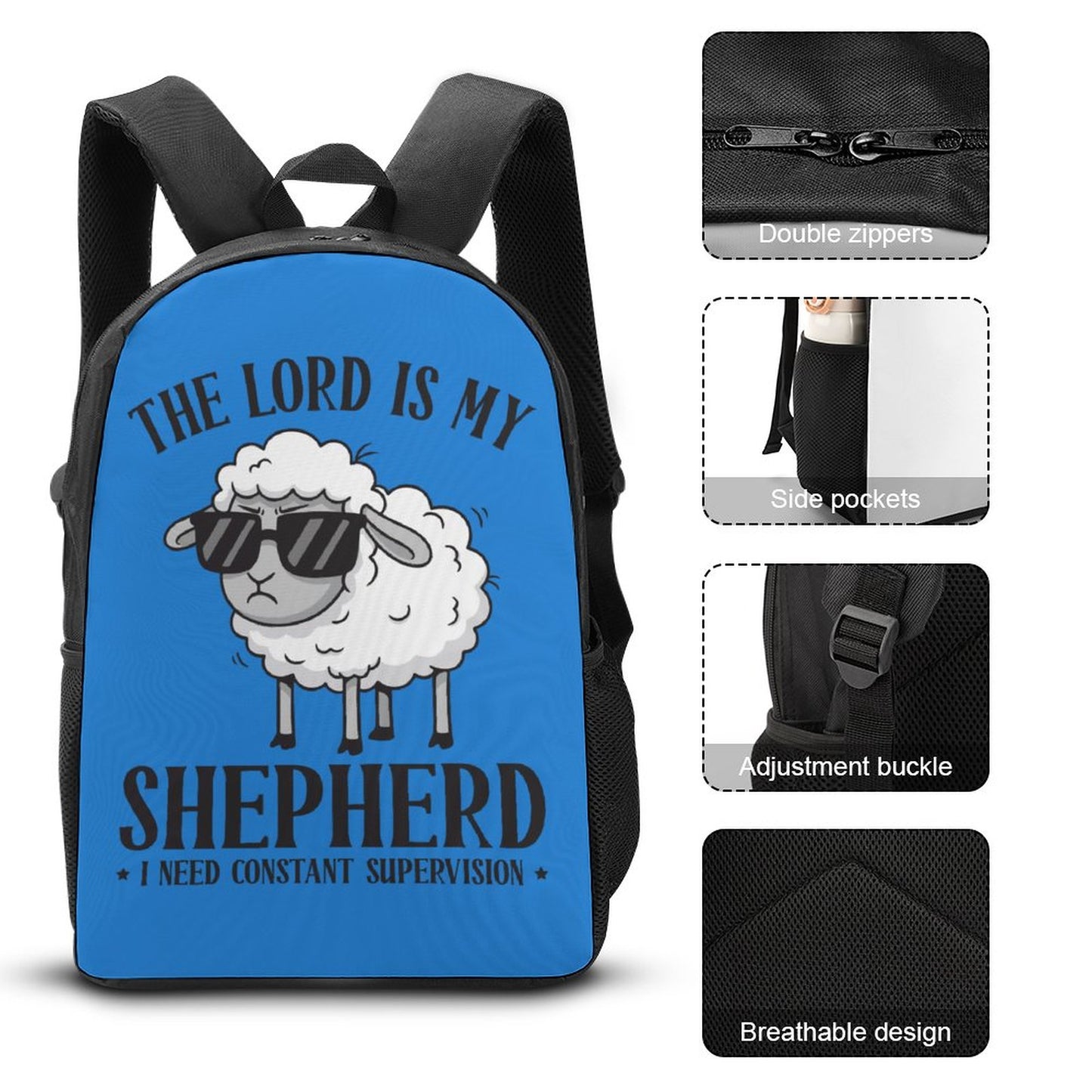 I Need Constant Supervision (boy) 3 Pcs Christian School Backpack Set for Kids (Backpack, Lunch Bag and Pencil Case)