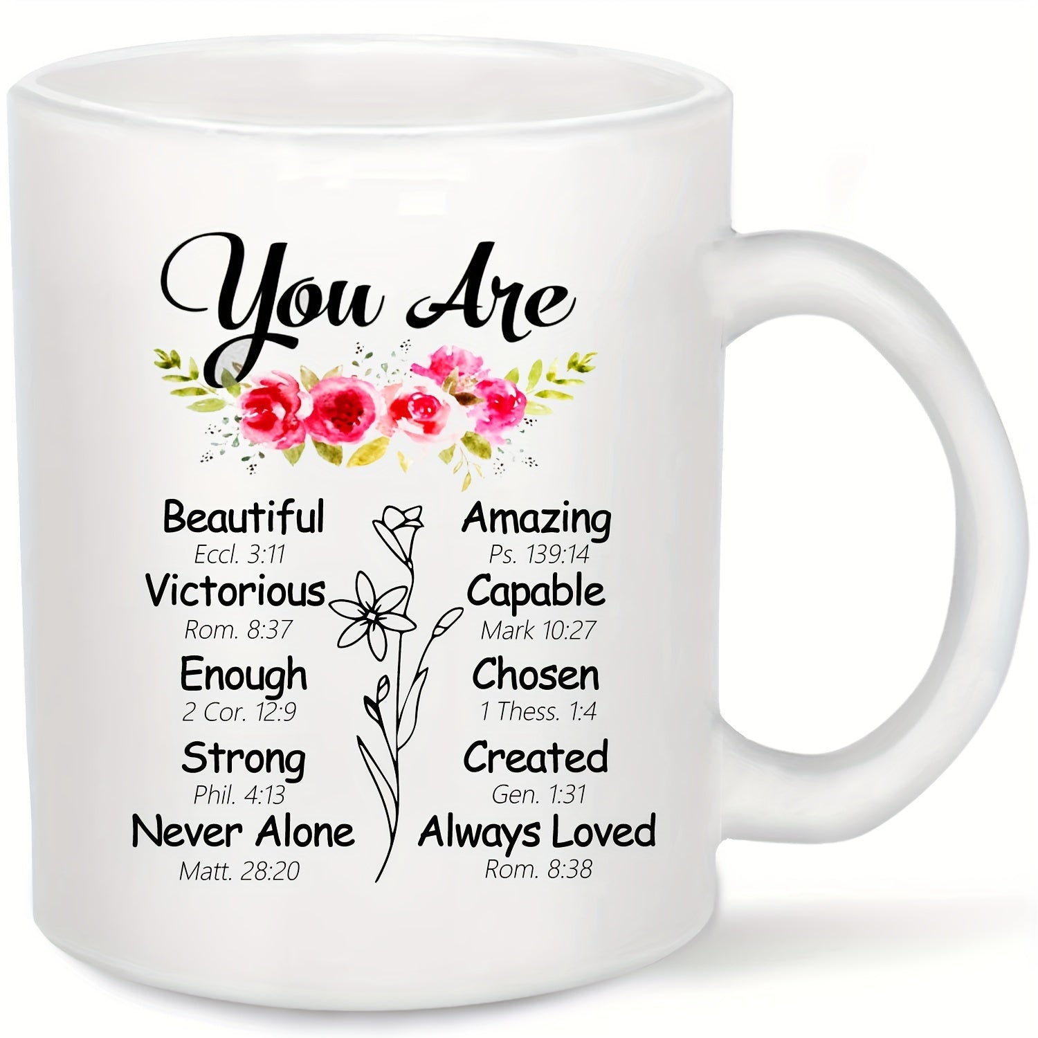 You Are (bible verse) Christian Frosted White Ceramic Mug, 11oz claimedbygoddesigns