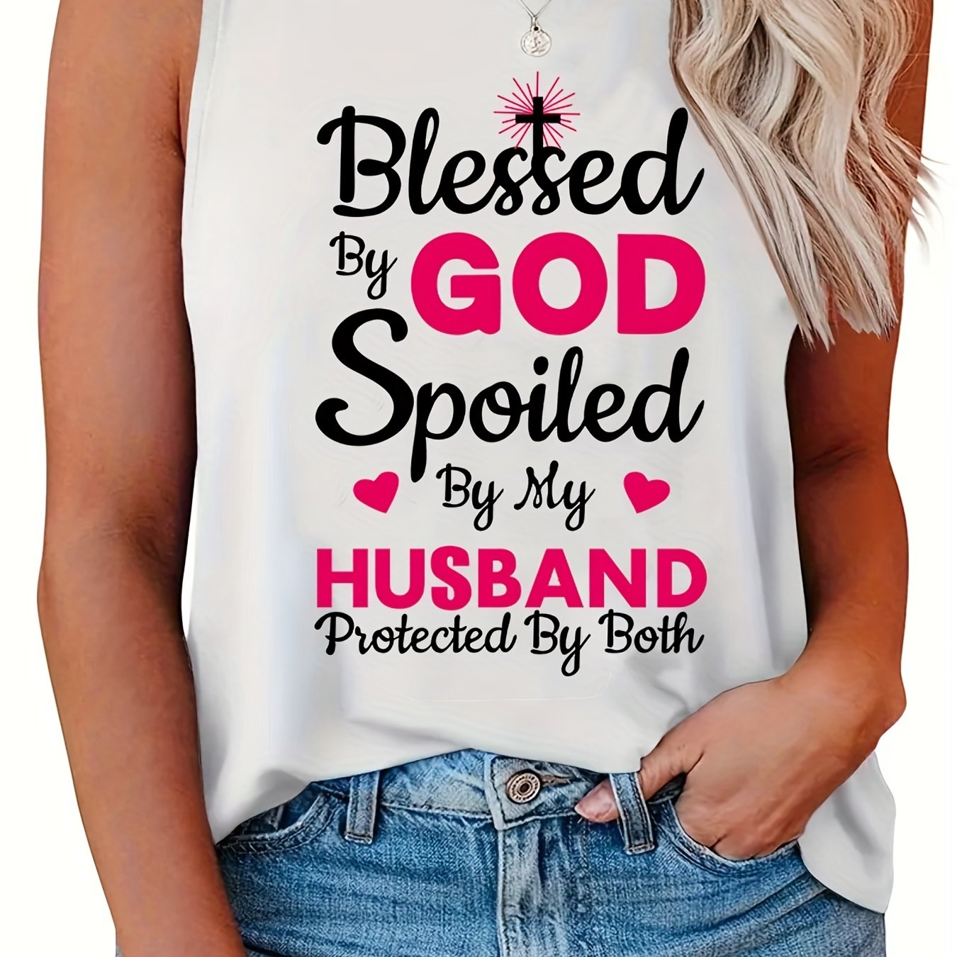 Blessed By God Spoiled By My Husband Protected By Both Women's Christian Tank Top claimedbygoddesigns