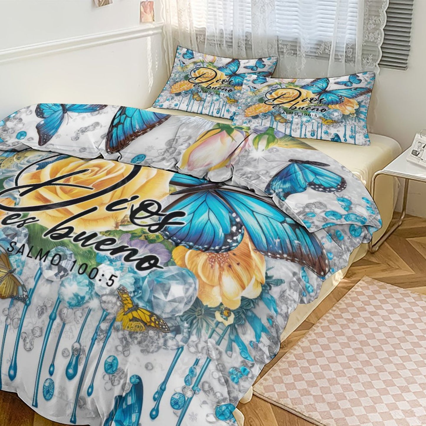 Dios Es Bueno Spanish 3-Piece Christian Comforter Bedding Set