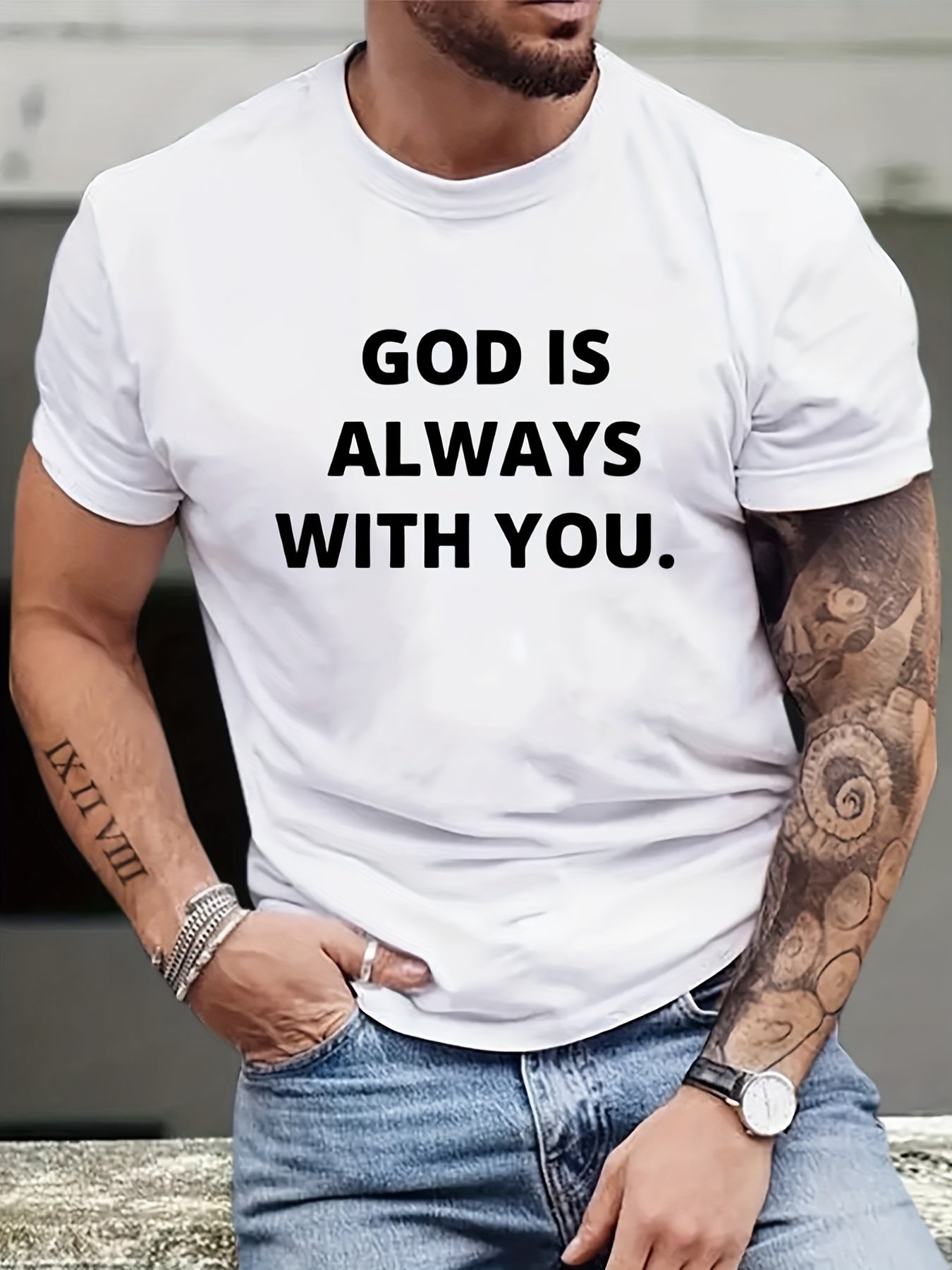 God Is Always With You Men's Christian T-shirt claimedbygoddesigns