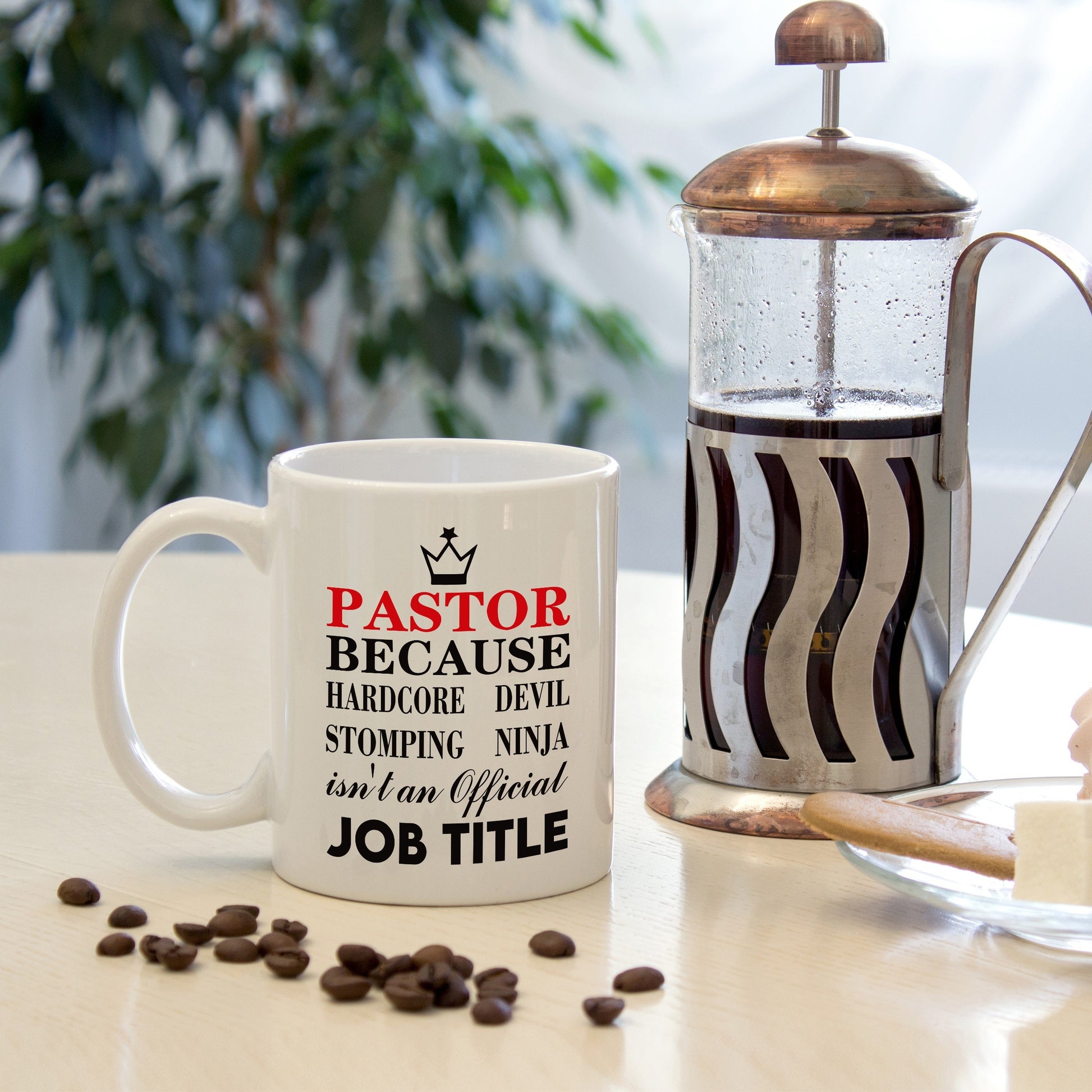 Pastor Because Hardcore Devil Stomping Ninja Isn't An Official Job Title Christian White Ceramic Mug claimedbygoddesigns