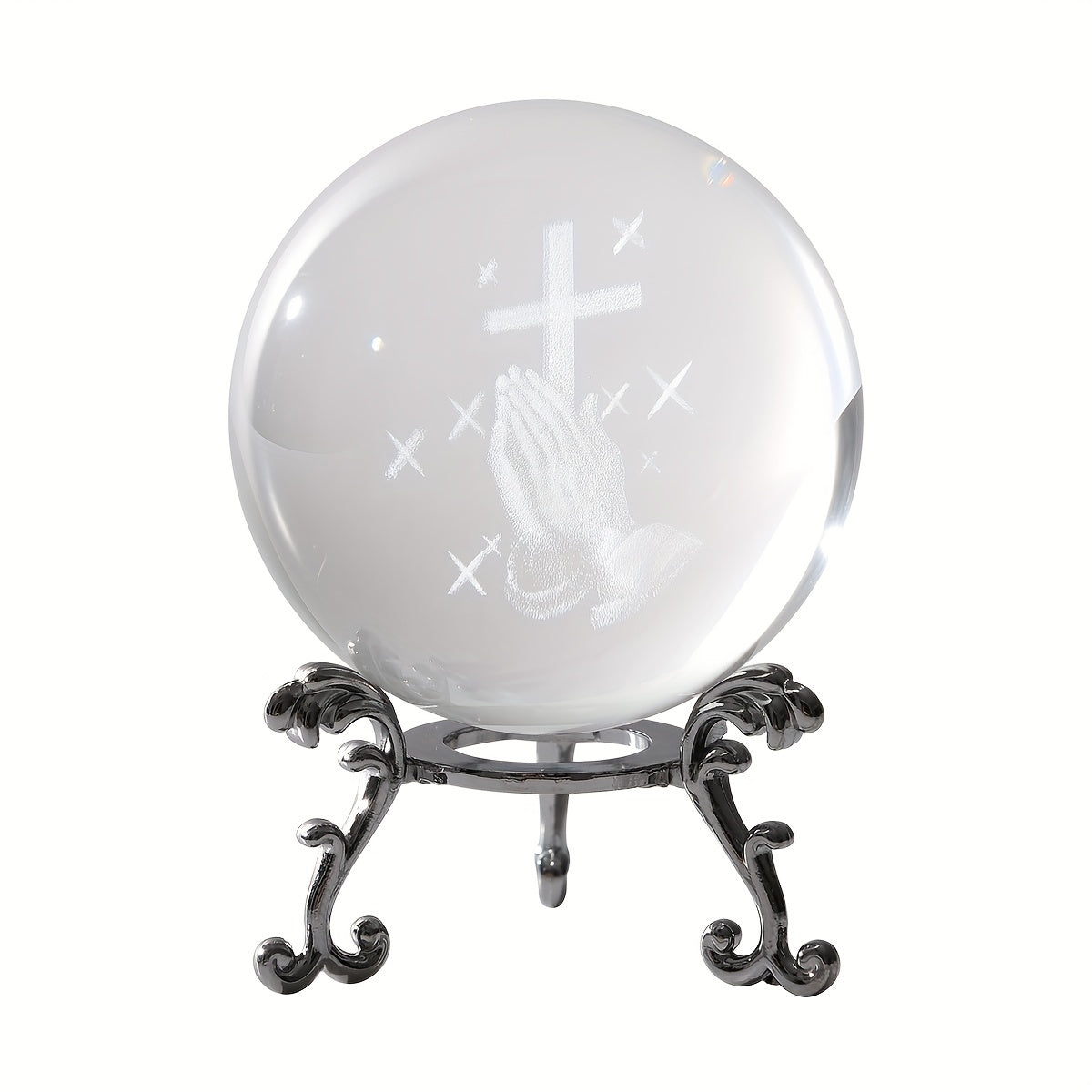 Pray & Focus On The Cross 3D Laser Crystal Ball Christian Gift Idea claimedbygoddesigns