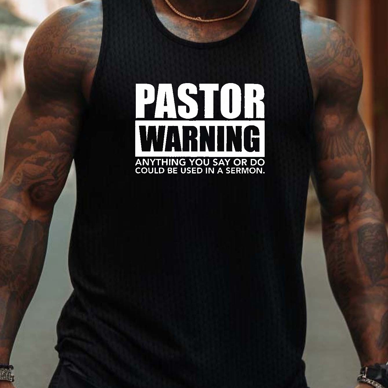 PASTOR WARNING: Anything You Say Or Do May Be Used In A Sermon Men's Christian Tank Top claimedbygoddesigns