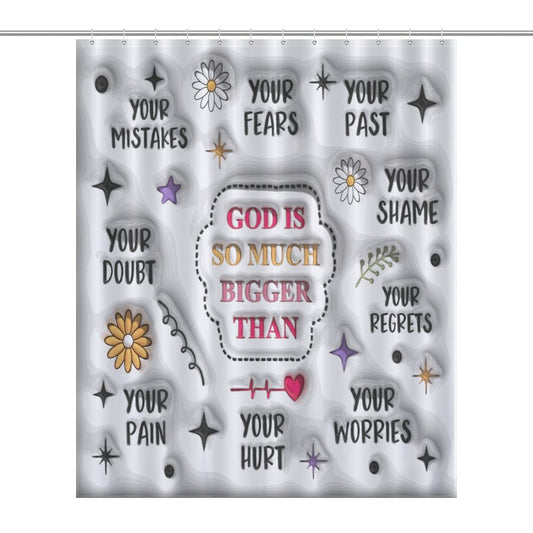 God Is Much Bigger Than Christian Shower Curtain-66x72Inch (168x183cm) SALE-Personal Design
