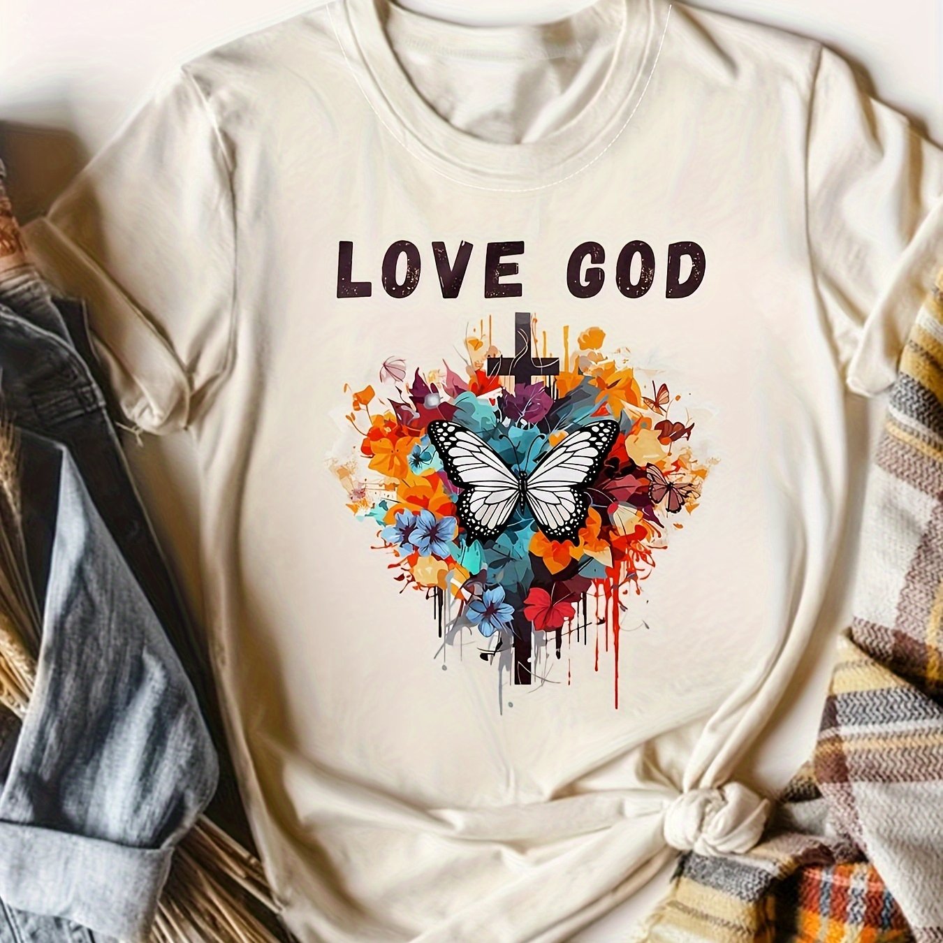 Love God Women's Christian T-shirt claimedbygoddesigns