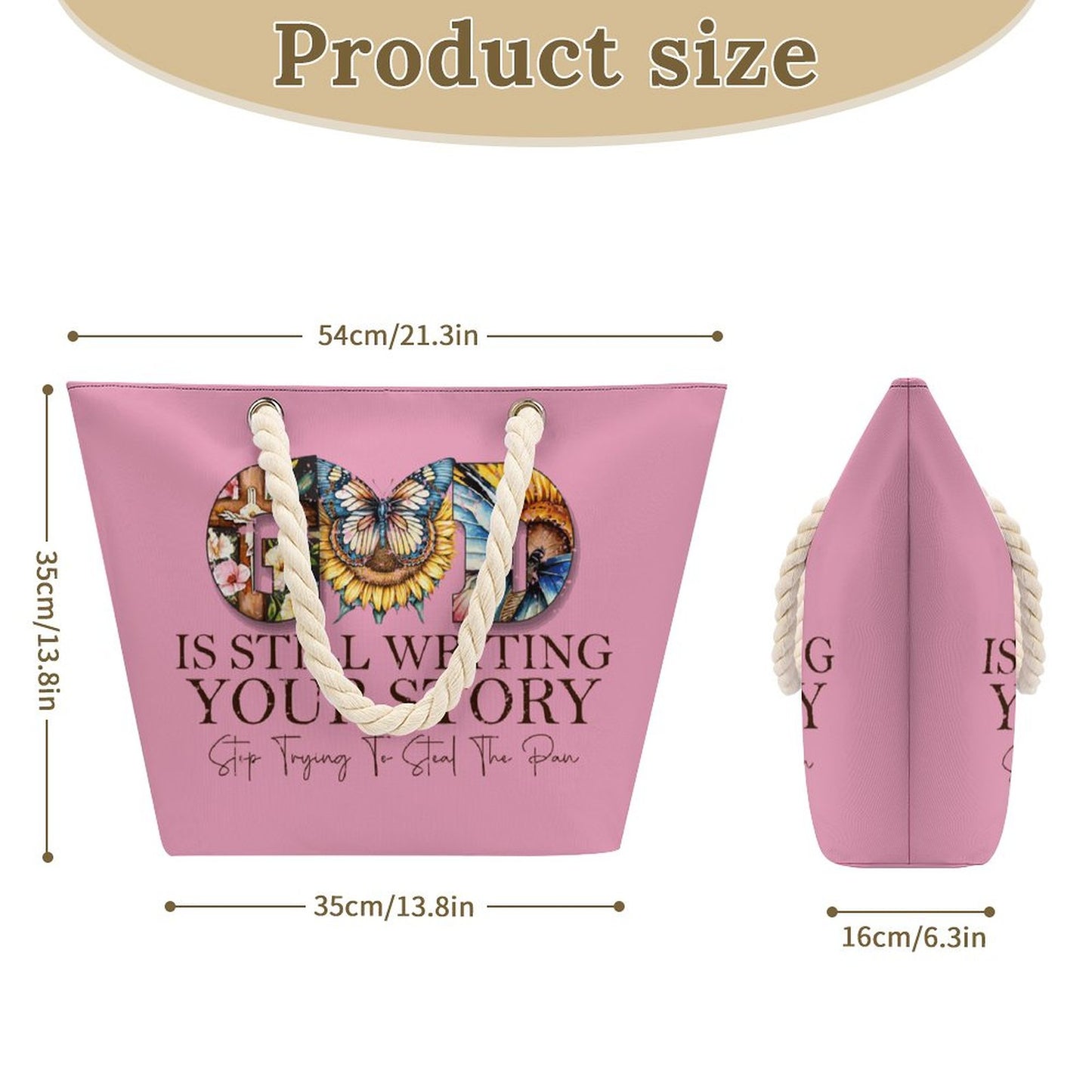 God Is Still Writing Your Story Christian Large Jute Tote Bag