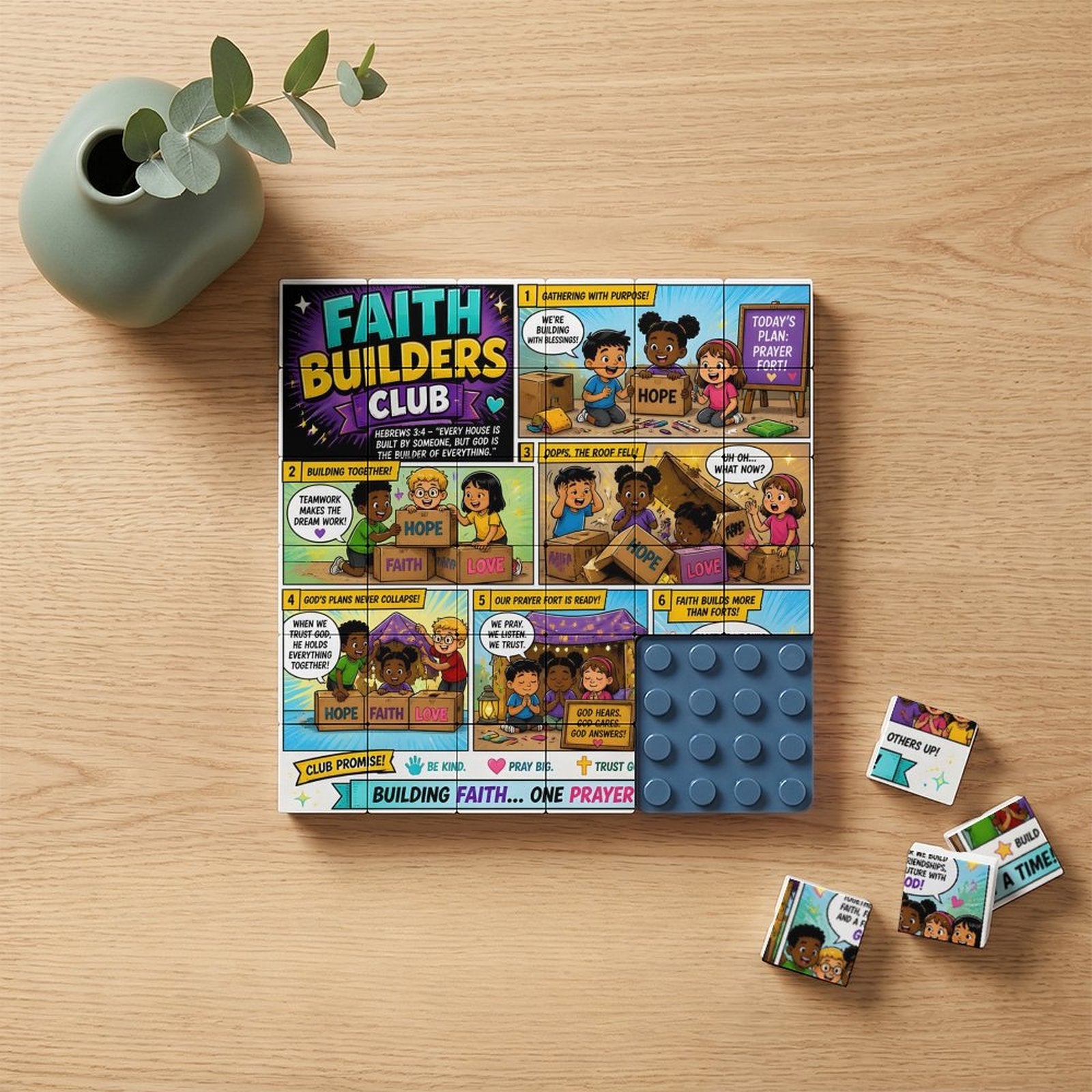 Faith Builders Club – Building Block Puzzle Ornament - ClaimedbyGodDesigns