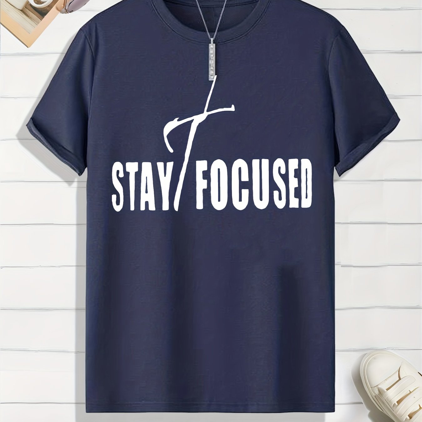 STAY FOCUSED On The Cross Men's Christian T-shirt claimedbygoddesigns