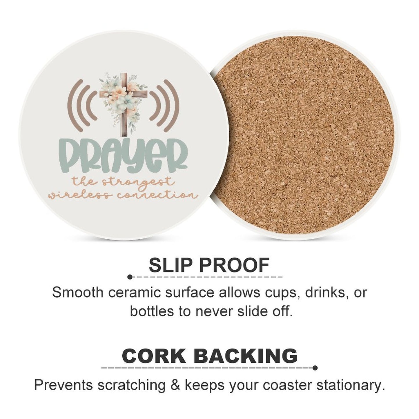 Prayer Christian Round Ceramic Coaster - ClaimedbyGodDesigns