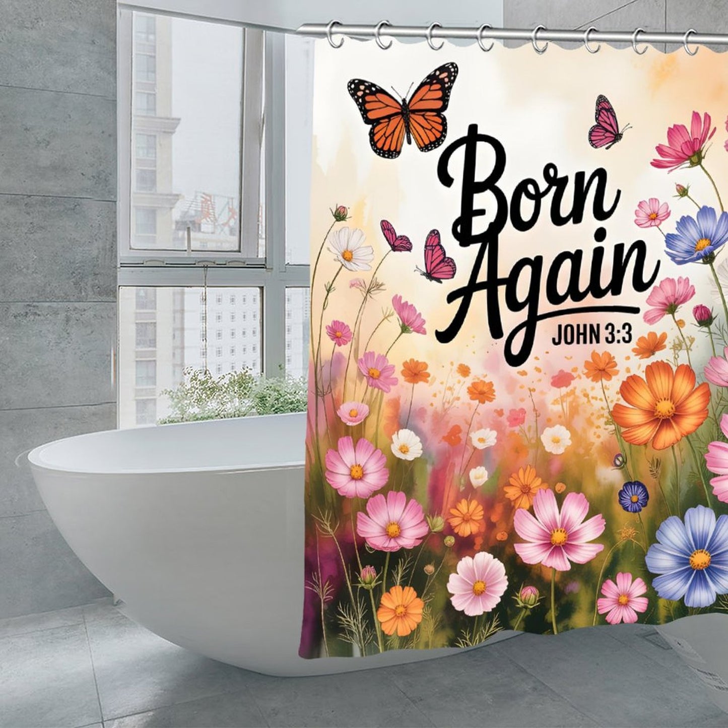 Born Again Christian Waterproof Shower Curtain