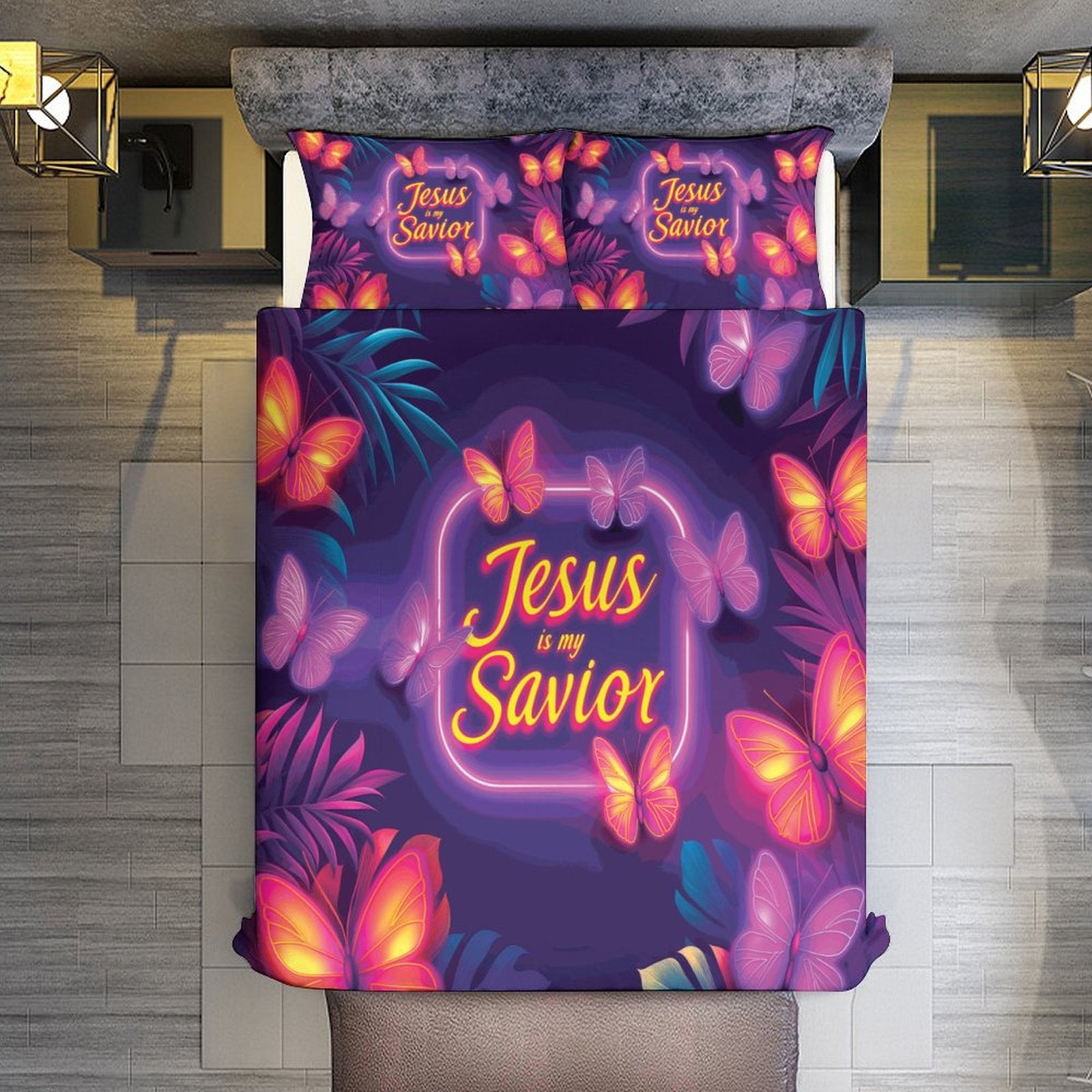 Jesus Is My Savior 3-Piece Christian Comforter  Bedding Set-86"×70"/ 218×177cm SALE-Personal Design