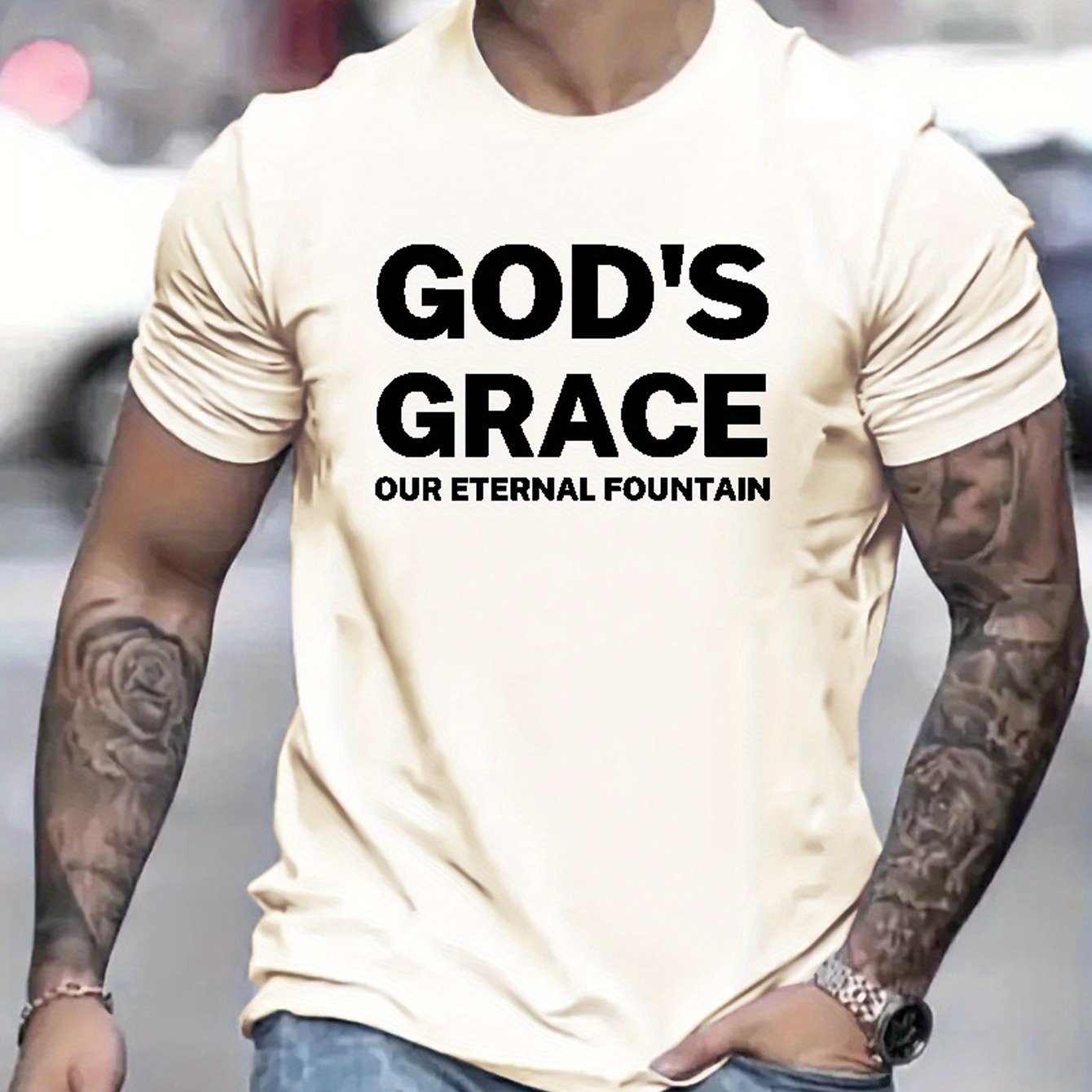 God's Grace Our Eternal Fountain Men's Christian T-shirt claimedbygoddesigns