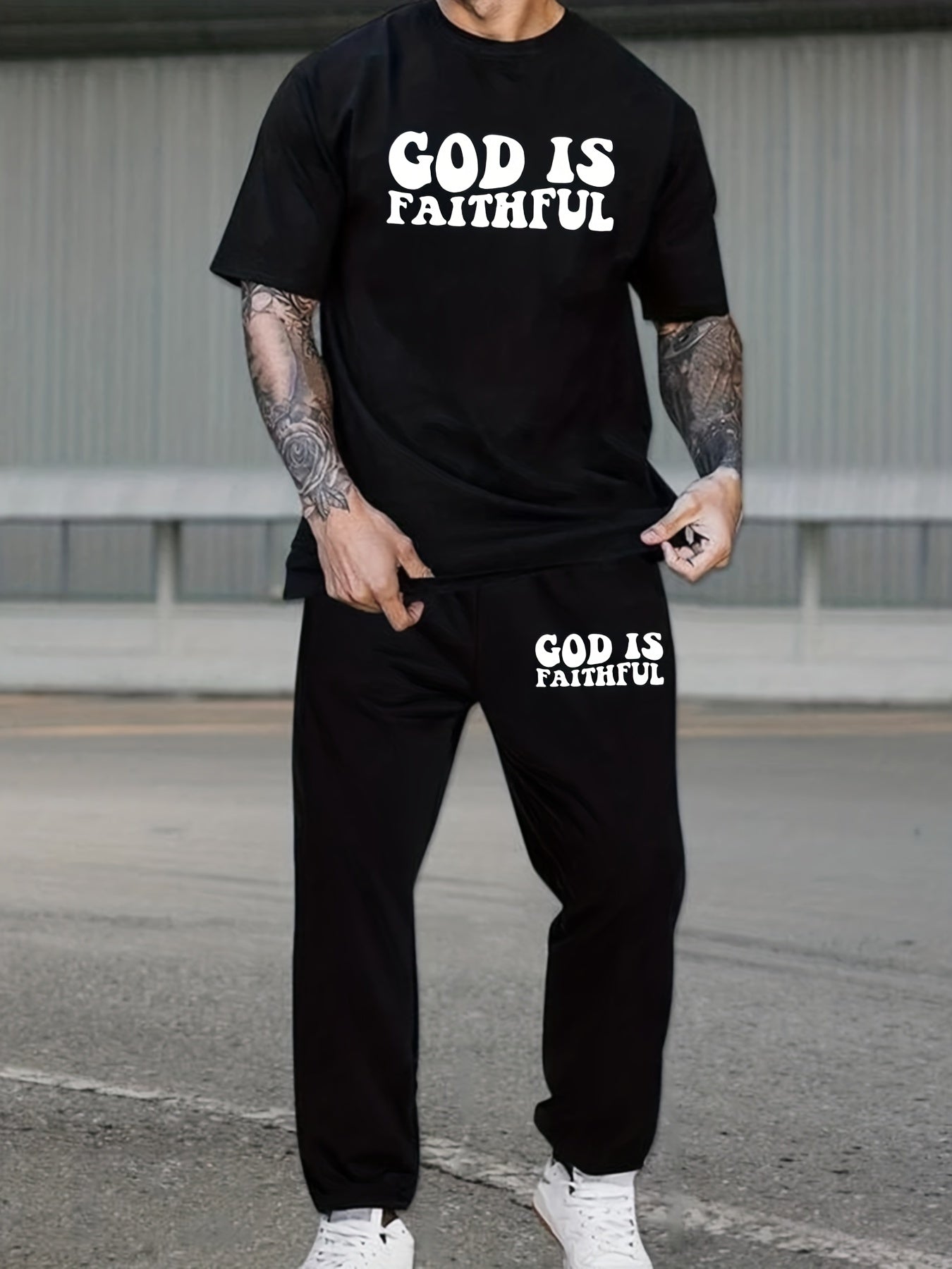 GOD IS FAITHFUL Men's Christian Casual Outfit claimedbygoddesigns