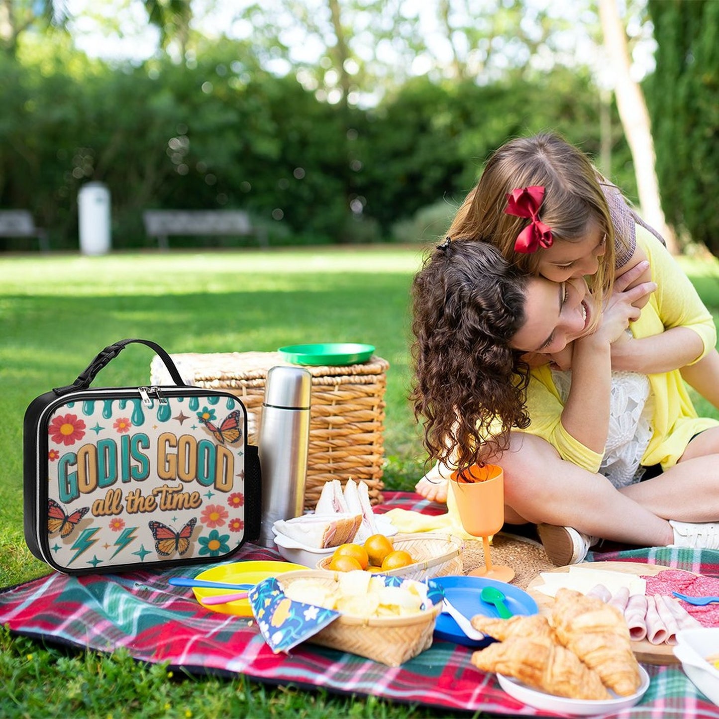 God Is Good All The Time Christian PU Leak-proof Lunch Bag with Detachable Buckled Handle