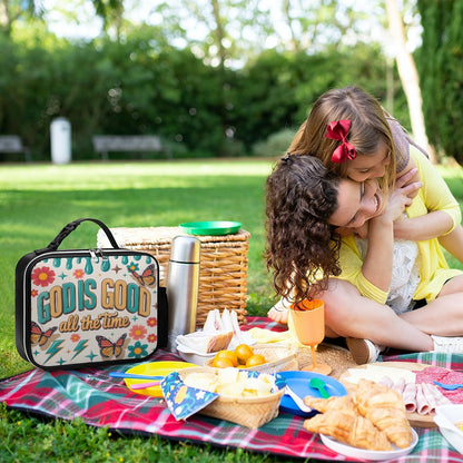 God Is Good All The Time Christian PU Leak-proof Lunch Bag with Detachable Buckled Handle