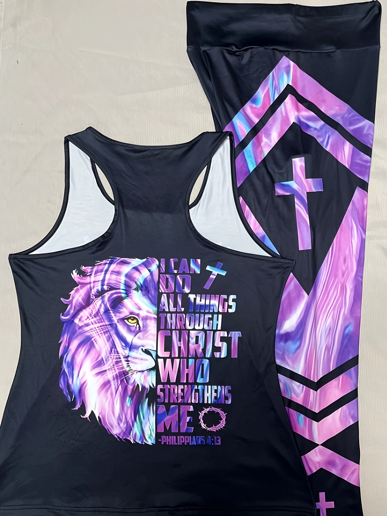 I Can Do All Things Through Christ Plus Size Two-piece Women Christian Casual Outfit claimedbygoddesigns