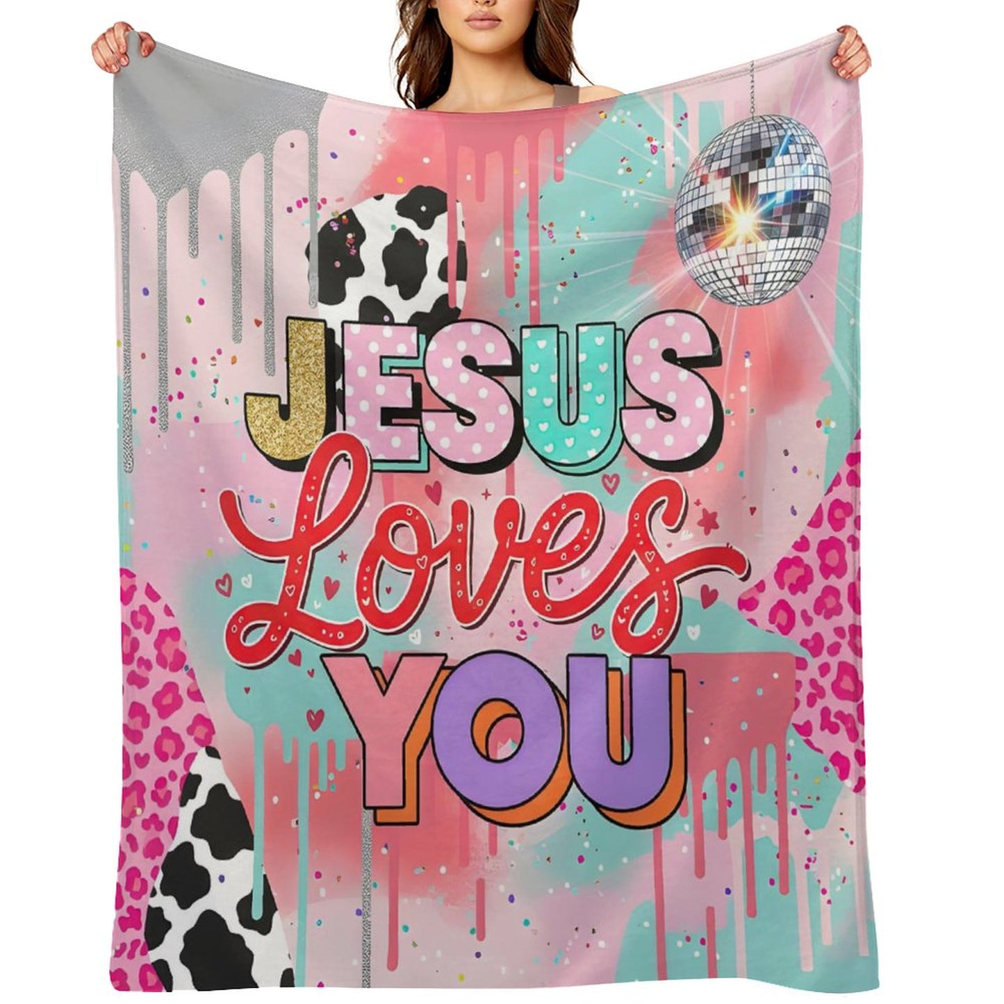 Jesus Loves You Christian Flannel Throw Blanket