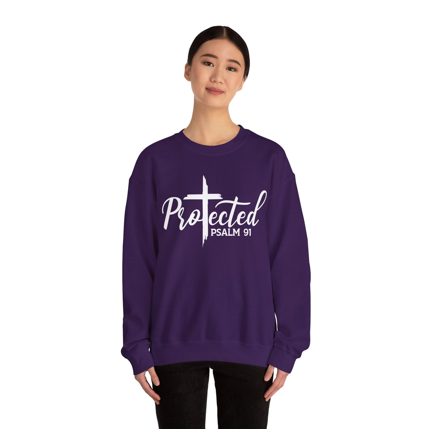 Psalm 91 Protected  Unisex Heavy Blend™ Crewneck Christian Sweatshirt