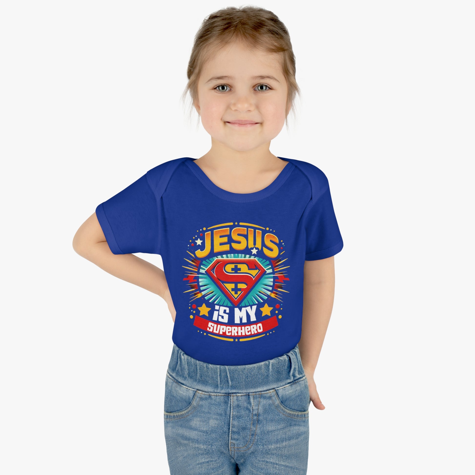 Jesus Is My Superhero Christian Baby Onesie Printify