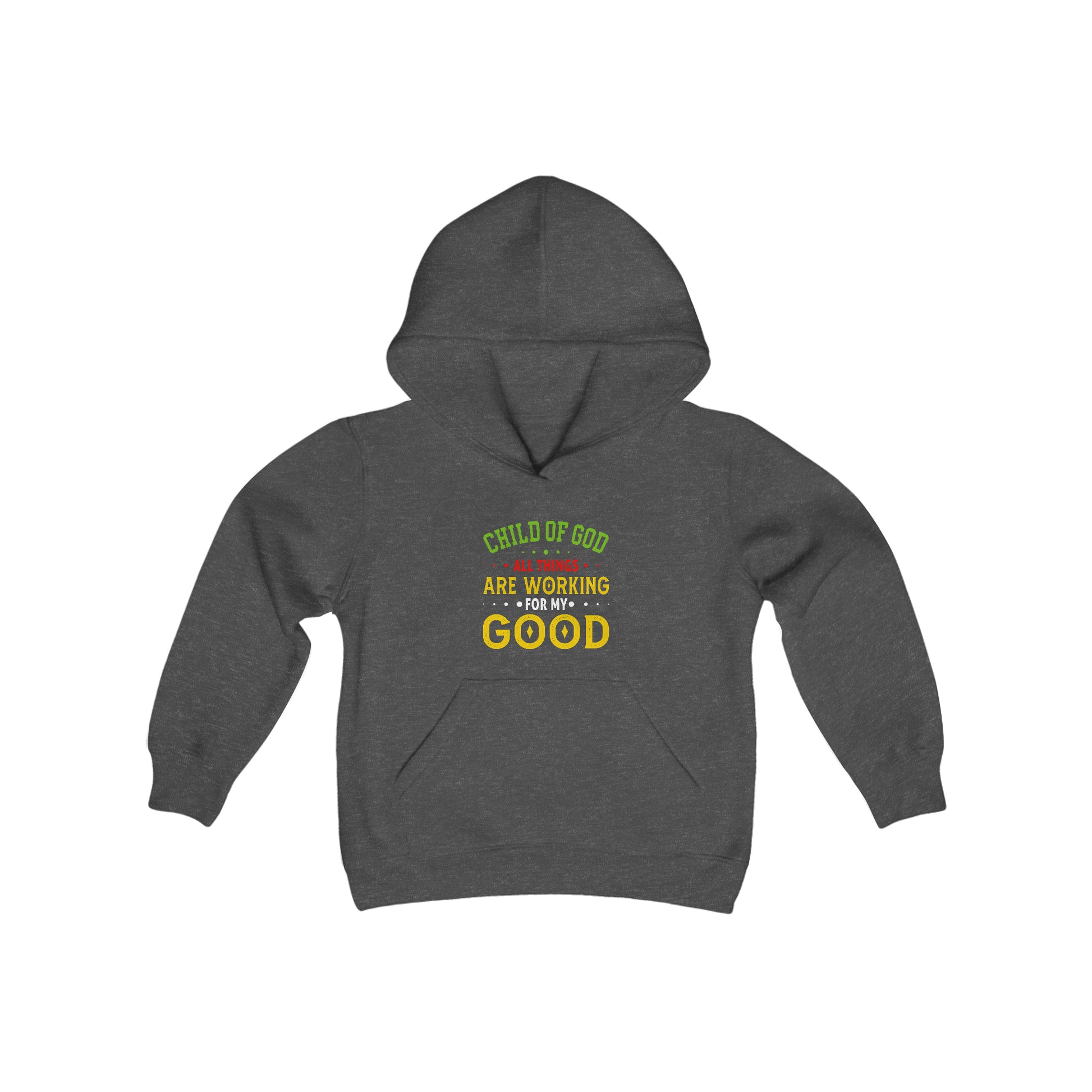 Child Of God All Things Are Working For My Good Youth Heavy Blend Christian Hooded Sweatshirt Printify