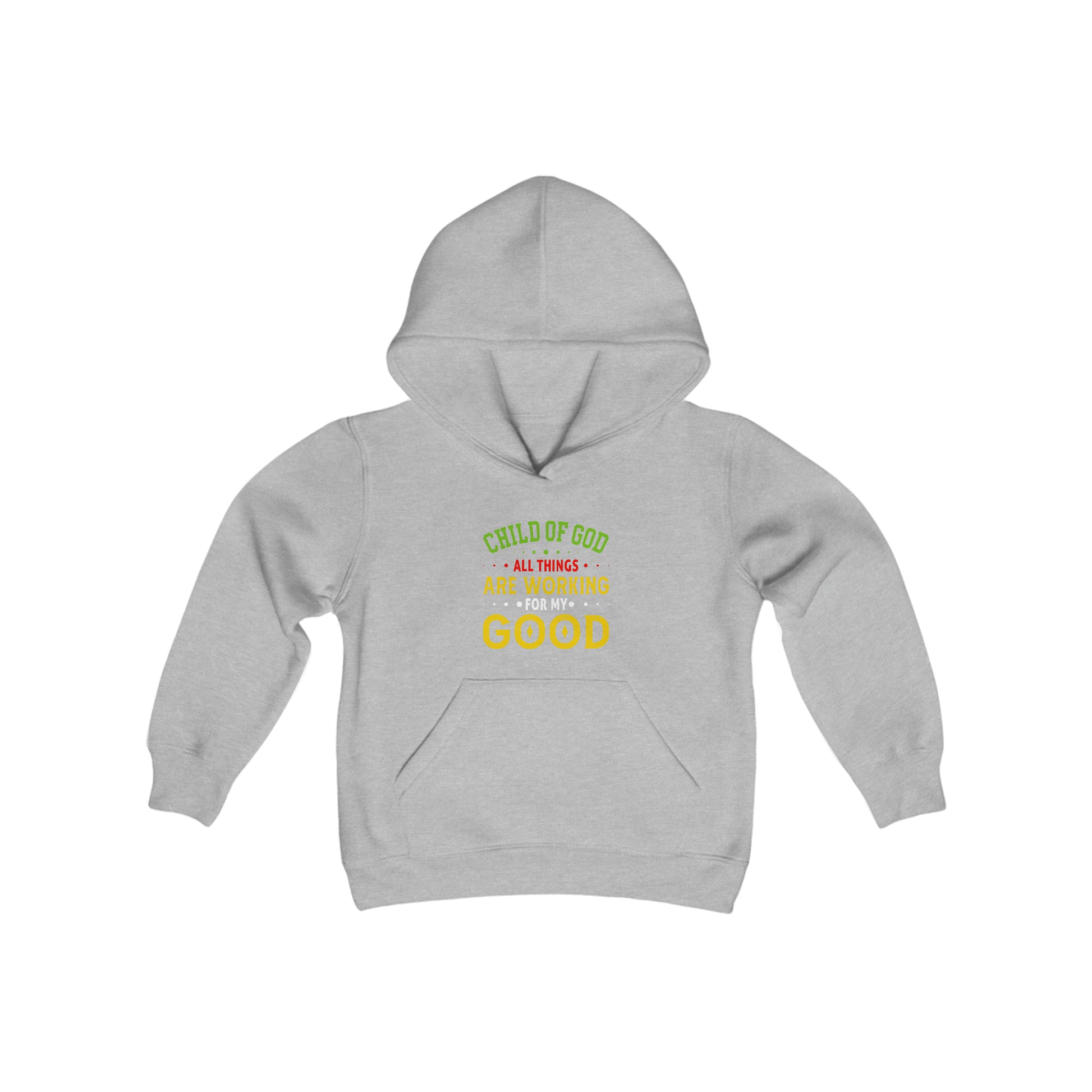 Child Of God All Things Are Working For My Good Youth Heavy Blend Christian Hooded Sweatshirt Printify