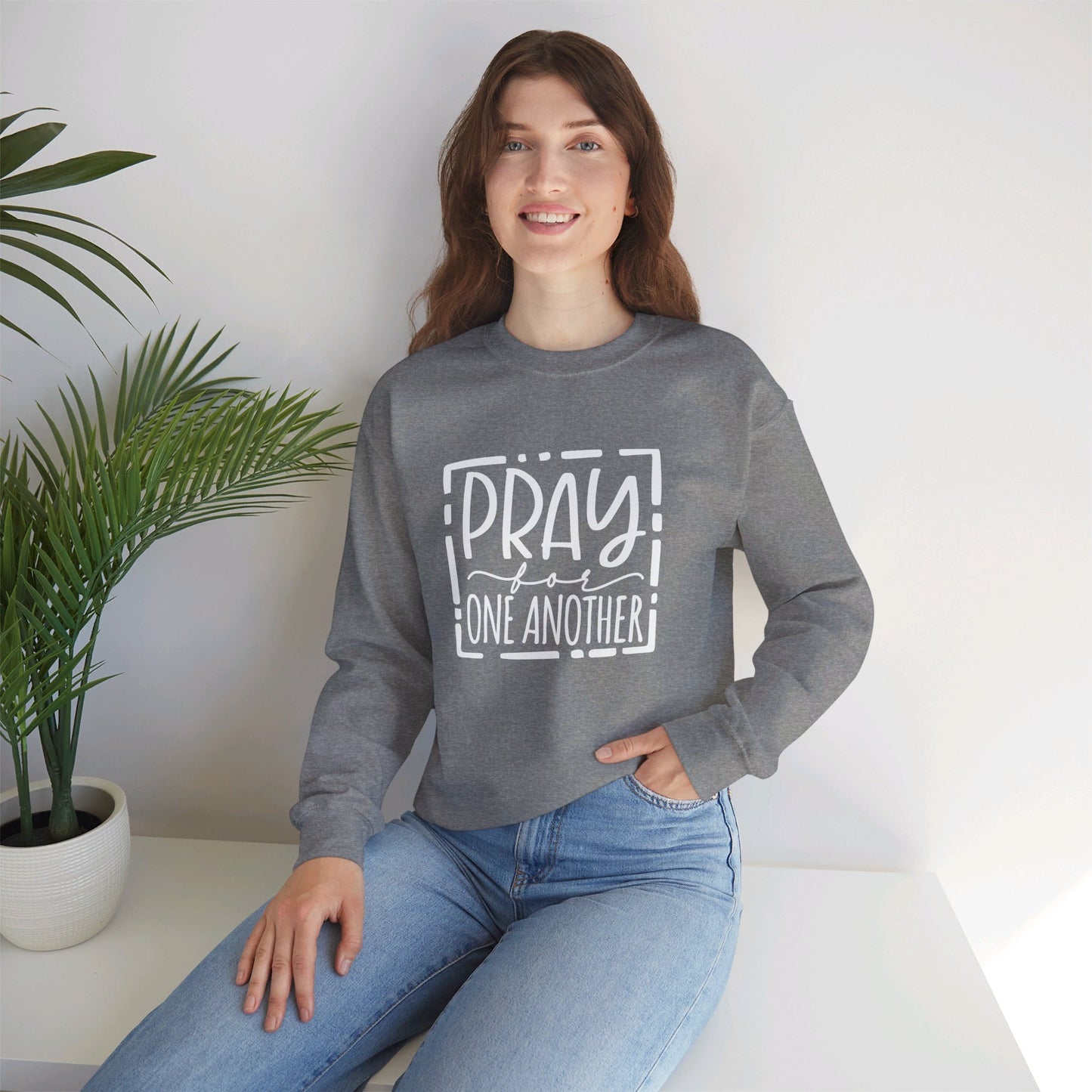 Pray For One Another Don't Quit Unisex Heavy Blend™ Crewneck Christian Sweatshirt