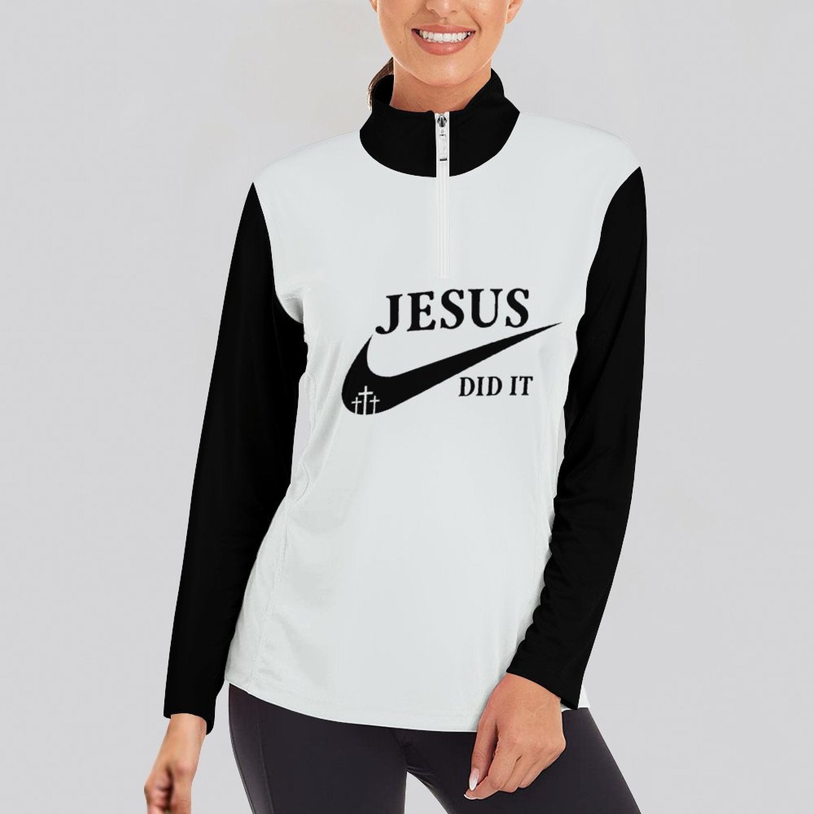 Jesus Did It (Like Nike) Women's Christian Pullover Gym Sweatshirt SALE-Personal Design