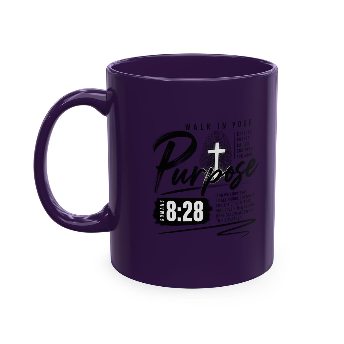 Purpose 8:28 Ceramic Mug — Christian Inspirational Coffee Cup