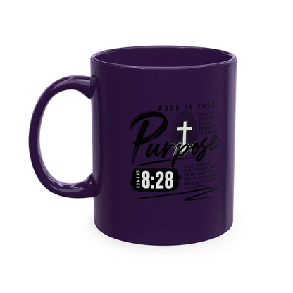 Purpose 8:28 Ceramic Mug — Christian Inspirational Coffee Cup
