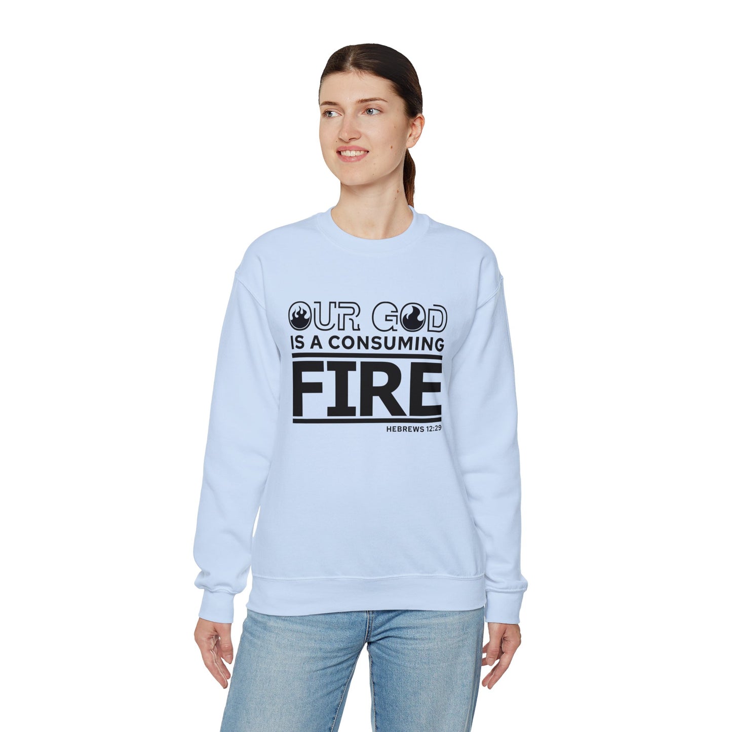 Our God Is A Consuming Fire  Unisex Heavy Blend™ Crewneck Christian Sweatshirt