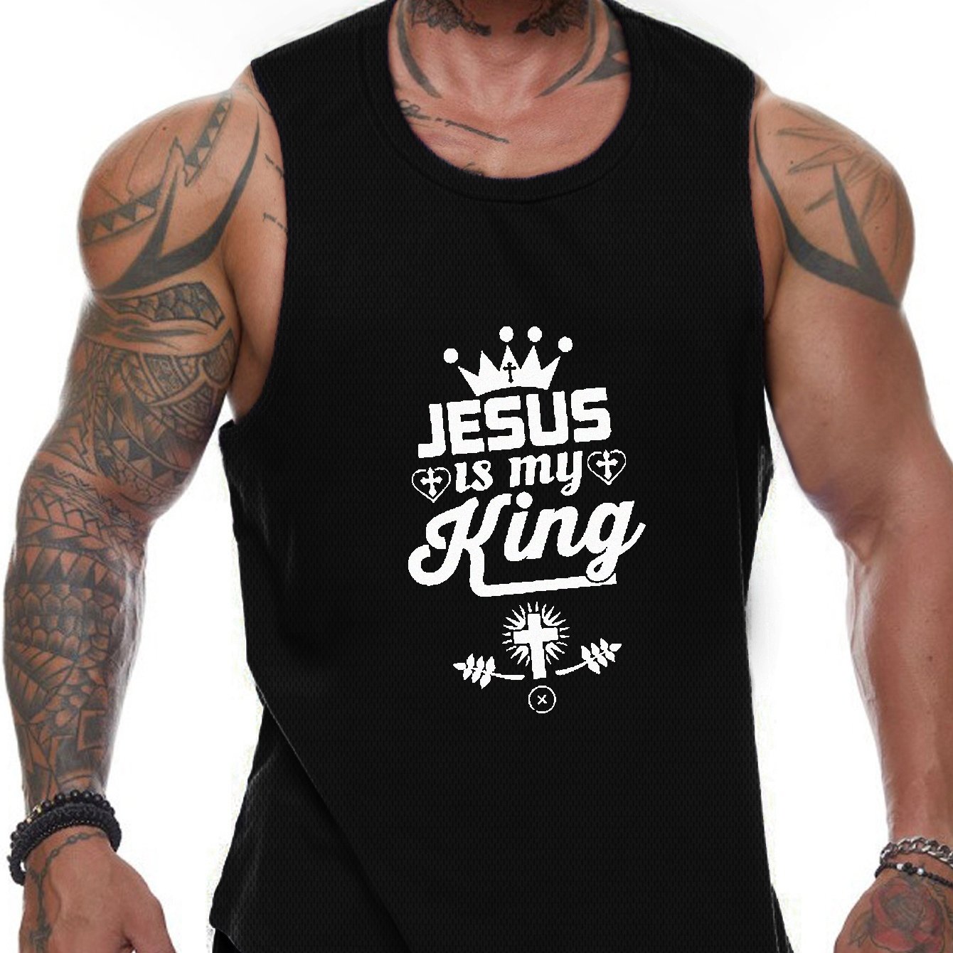 Jesus Is My King Plus Size Men's Christian Tank Top claimedbygoddesigns