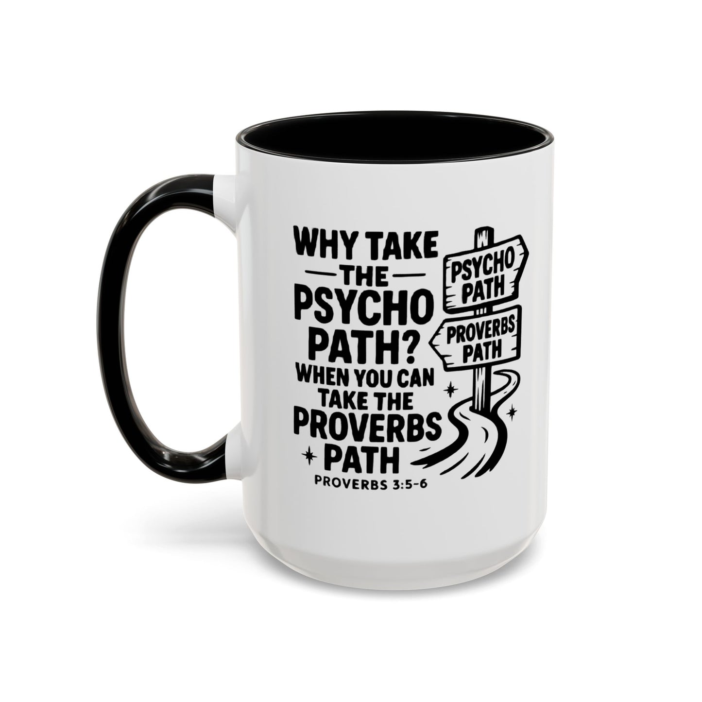 Inspirational Quote Accent Coffee Mug - Perfect Gift for Motivational Moments, Office Desk Essentials, Christian Gifts, Proverbs 3:5-6