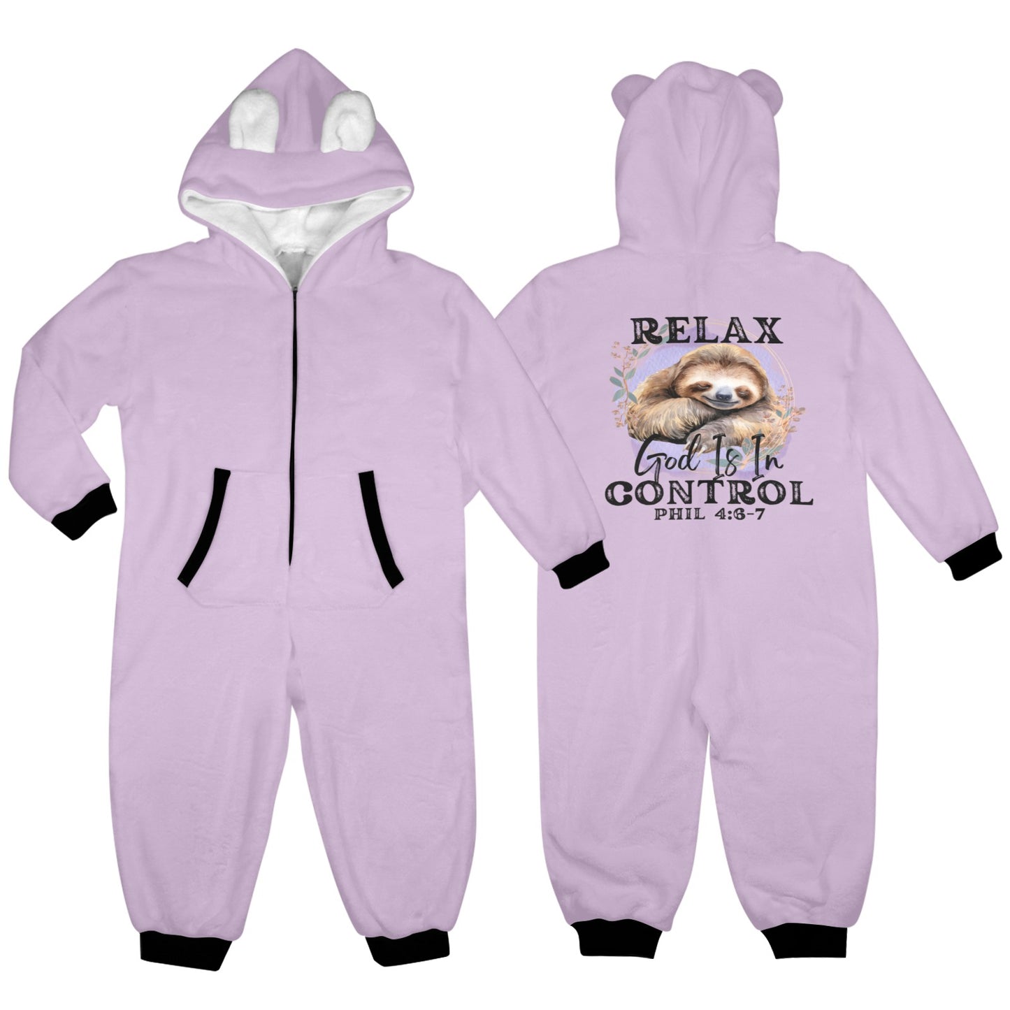 Relax He Is In Control One-Piece Zip up Hooded Pajamas for Little Kids (Toddler)