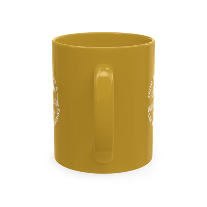 Mustard Christian Ceramic Mug — "Faith as Small as a Mustard Seed" Inspirational Coffee Cup