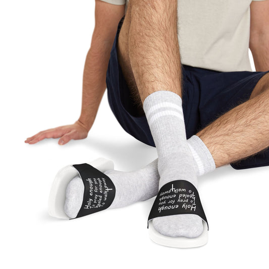 Motivational Men's Christian Removable - Strap Sandals - 'Holy Enough' - ClaimedbyGodDesigns