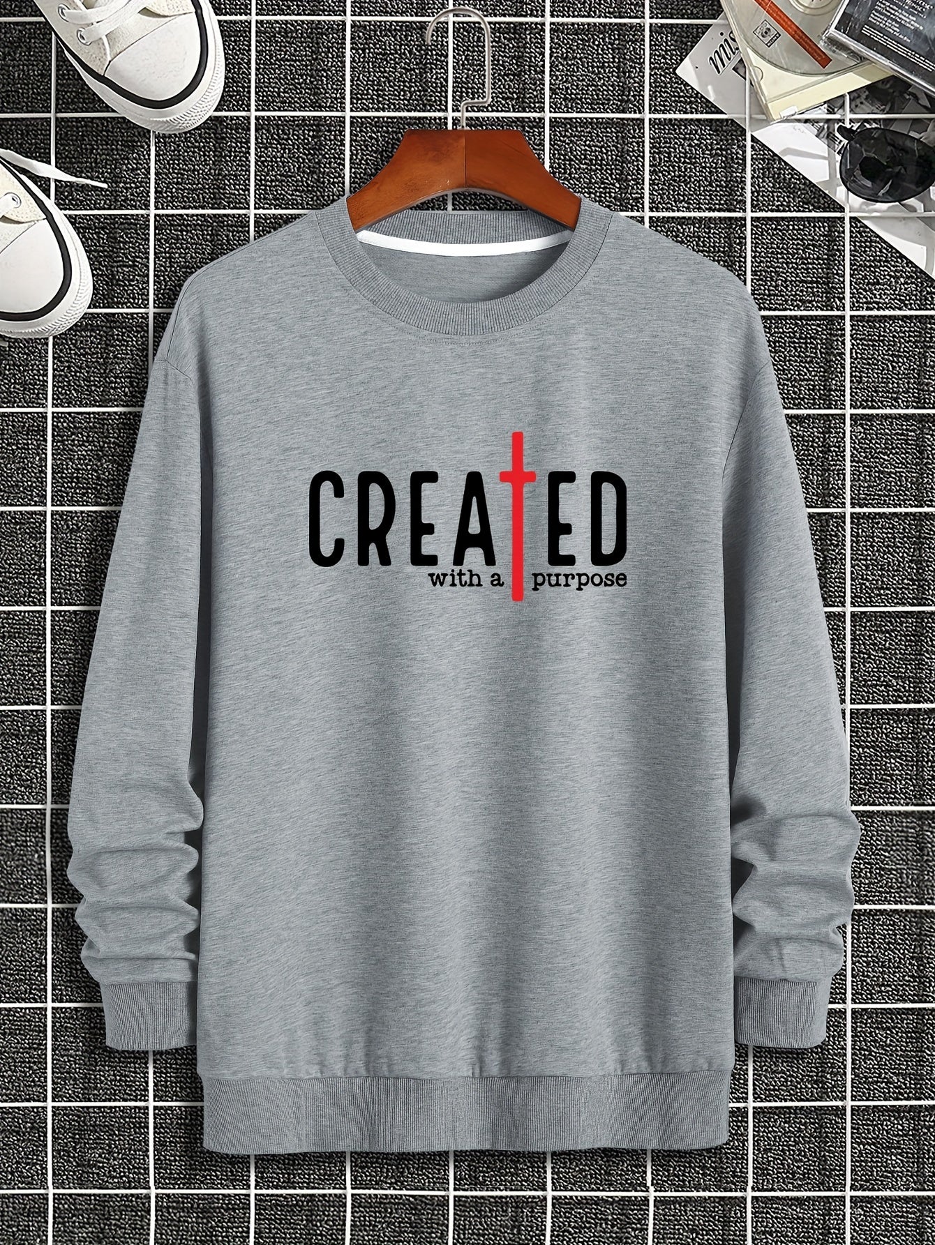 CREATED With A Purpose Men's Christian Pullover Sweatshirt claimedbygoddesigns