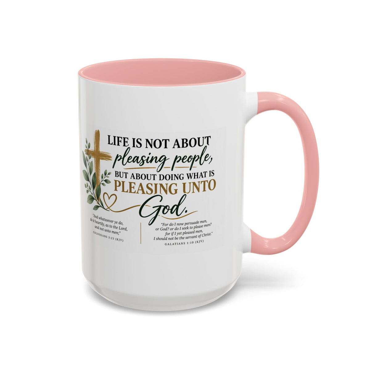 Christian Coffee Mug – "Pleasing Unto God" Inspirational Accent Mug (11/15oz)