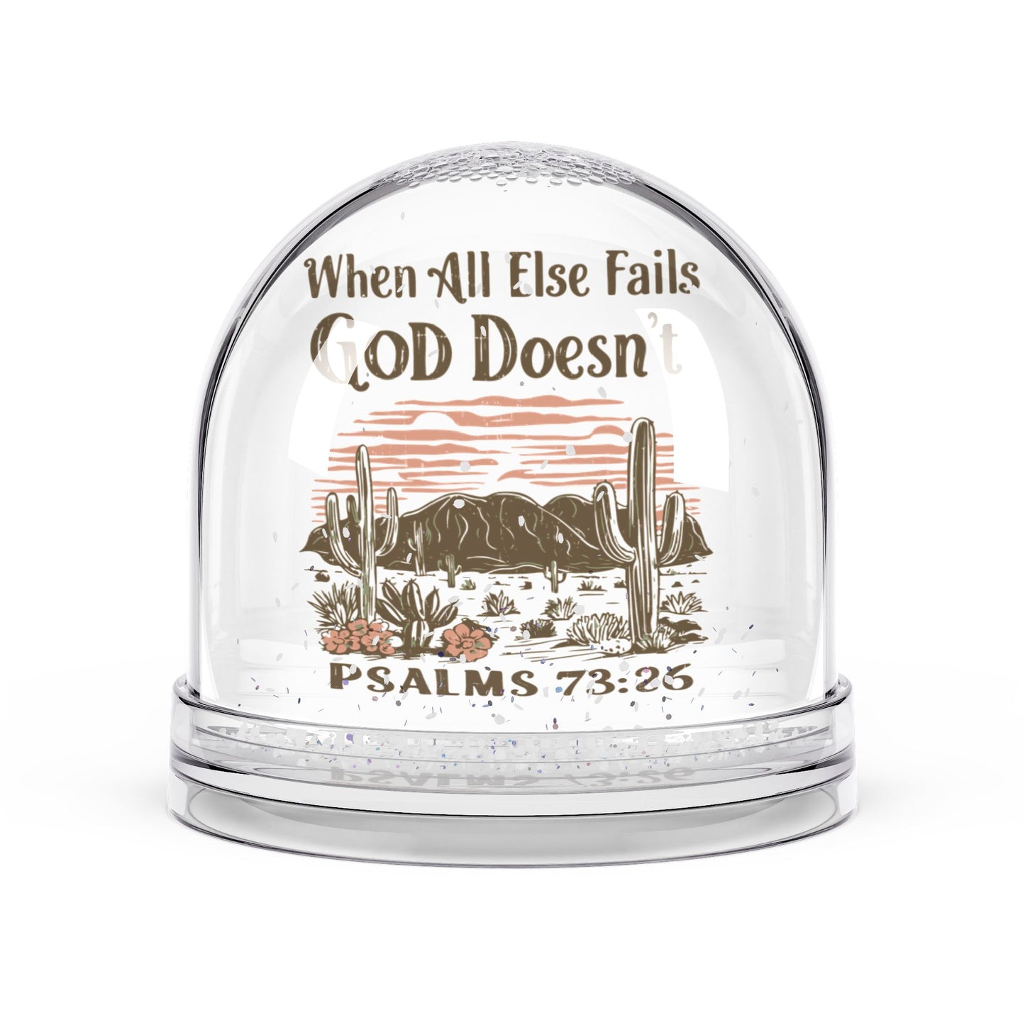 Christian Snow Globe, Religious Home Decor, Inspirational Gift, Christmas Decoration, He doesn't fail