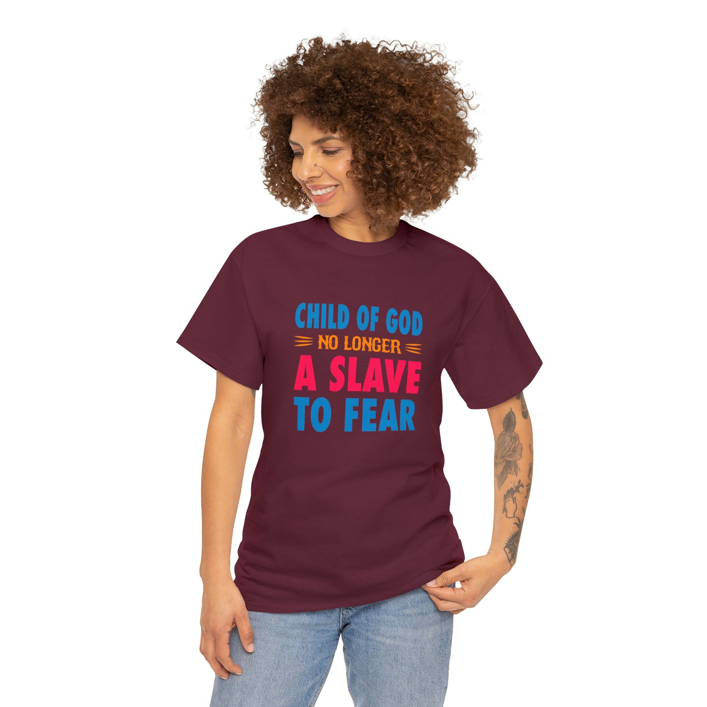 Child Of God No Longer A Slave To Fear Unisex Heavy Cotton Tee Printify