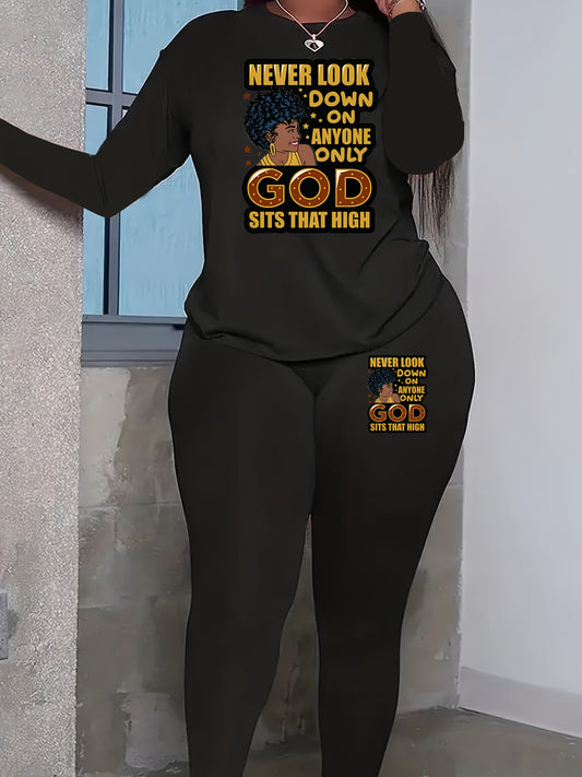 Never Look Down On Anyone Only God Sits That High Plus Size Women's Christian Casual Outfit claimedbygoddesigns