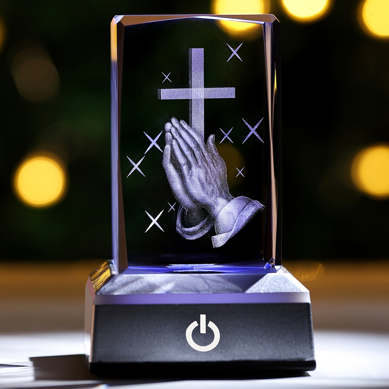 1pc 3D Praying Hands & A Cross/Angel/Dove/Virgin Mary Interior Carved Crystal Figurine Multi-color Night Light Christian Gift Idea Connection USB, ,3.15 * 1.97 * 1.97 In claimedbygoddesigns
