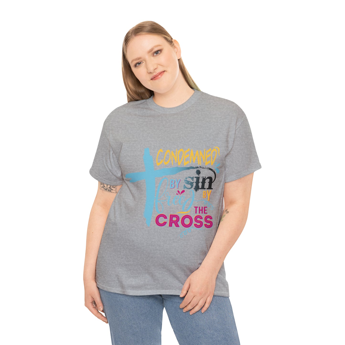 Condemned By Sin Freed By The Cross Unisex Heavy Cotton Tee