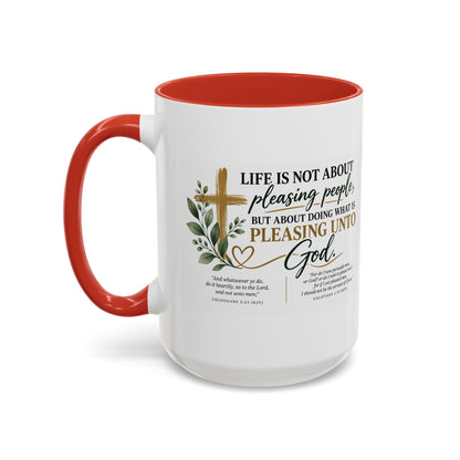 Christian Coffee Mug – "Pleasing Unto God" Inspirational Accent Mug (11/15oz)