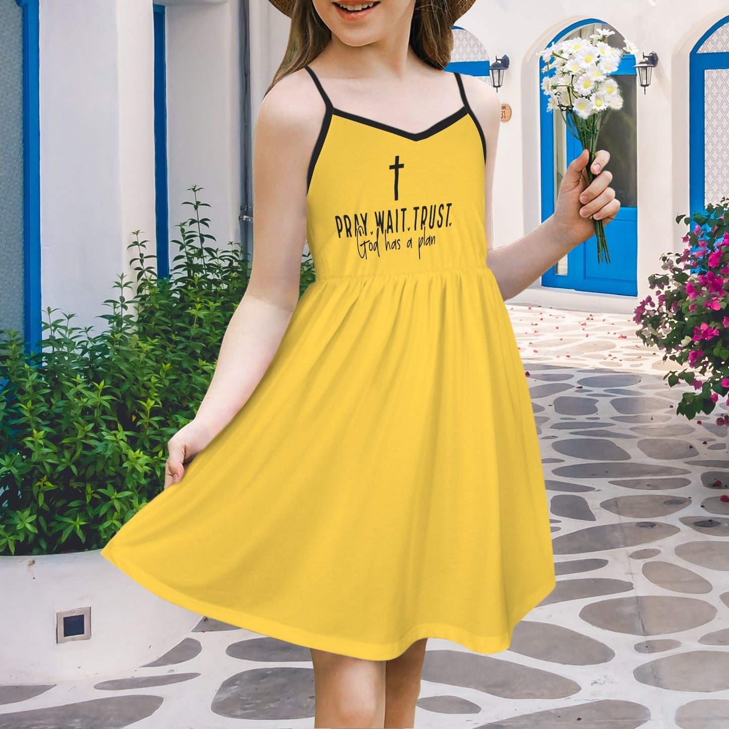 Pray Wait Trust Youth | Christian V-Neck Cami Girls' Casual Dress