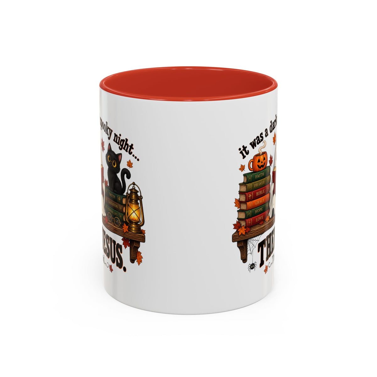 Halloween Christian Coffee Mug — “It Was a Dark and Spooky Night… Then Jesus” Accent Mug