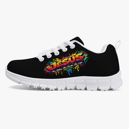 Jesus The Way The Truth The Life Christian Kids' Lightweight Mesh Sneakers - ClaimedbyGodDesigns