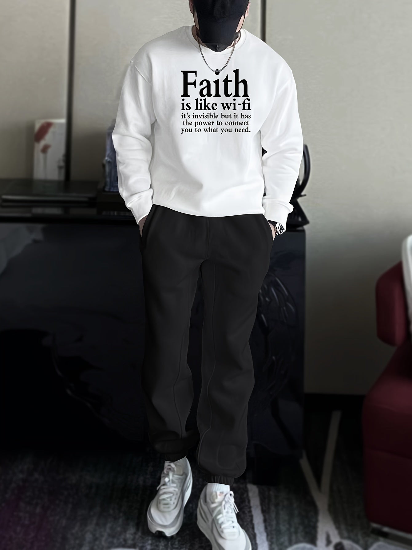 Faith Is Like Wi-Fi Men's Christian Casual Outfit claimedbygoddesigns